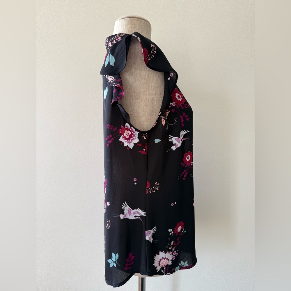 Candie's Black Floral Sleeveless Blouse - Picture 6 of 10